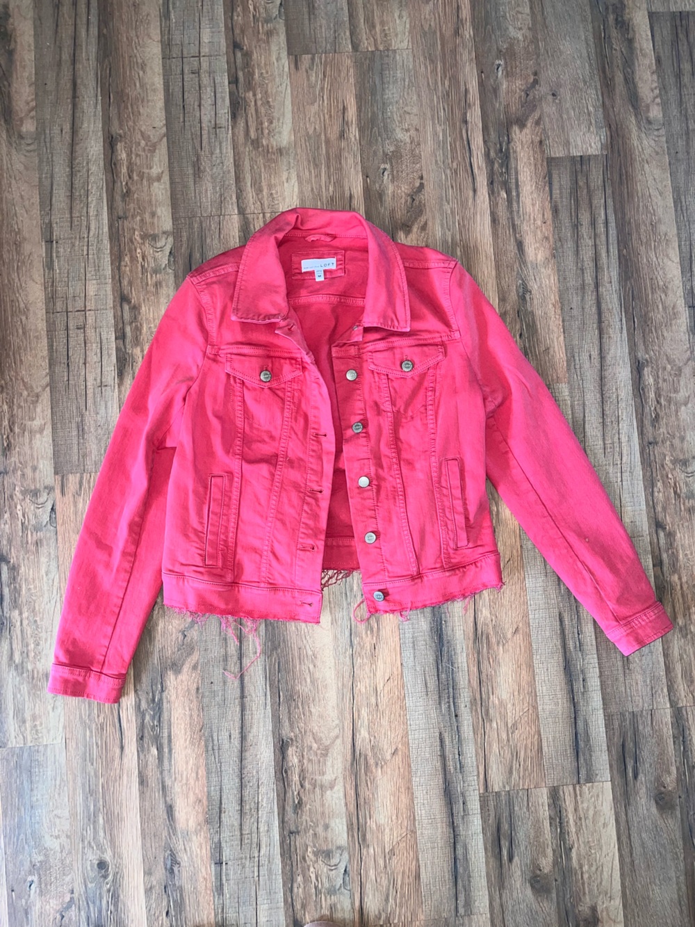 LOFT Bright Pink Denim Jacket - Button Front